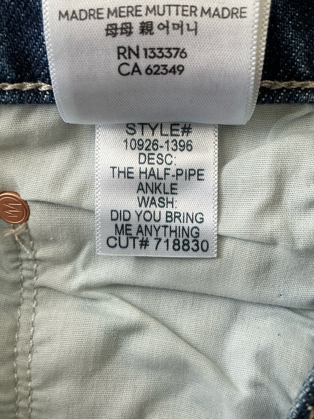MOTHER SUPERIOR Jeans Half-Pipe Ankle Did You Bring Me Anything? Blue Size 32 - Picture 12 of 15